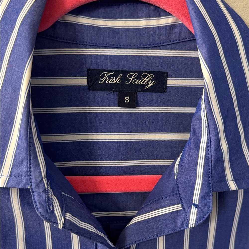 Trish Scully Blue and White Striped Midi Dress